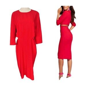 Gabrielle Union Red Cutout Bodycon Midi Dress Size 12